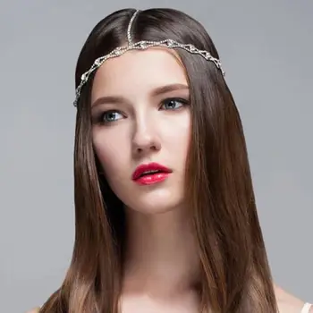 Moda Lüks Kristal Gelin Alın Zincir Takı Saç Kadınlar için Hint Düğün Headdress Kız Yıldız Dekorasyon Hediye toptan  5