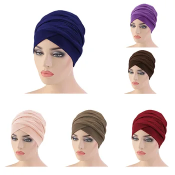Kadınlar Müslüman Uzun Kuyruk Eşarp Şapka Türban Kemo Kap Saç Dökülmesi İslam Headwrap golf sopası kılıfı Wrap Caps Şapkalar Bere Bonnet Şapka Yeni  10