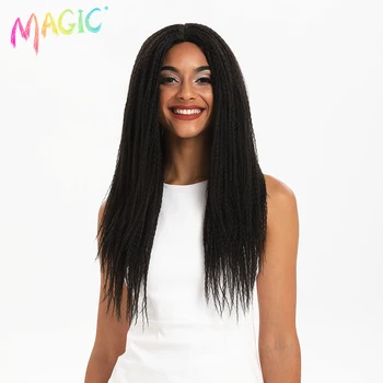 Sihirli Saç 26 İnç Sentetik Dantel Peruk Tığ Örgüler Büküm Jumbo Dread Sahte Locs Saç Uzun Saç Peruk Siyah Kadın İçin  3