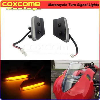 Motosiklet Siyah LED Amber Ön Dönüş sinyal gösterge ışıkları Ducati 959 1299 Panigale Model LED Ayna Blok Kapalı Flaşör  10