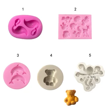 Hayvan 3D silikon kalıp Fondan Kek Dekorasyon Şeker Kek Kalıbı Çikolata Kalıp Sabun Kalıpları  10