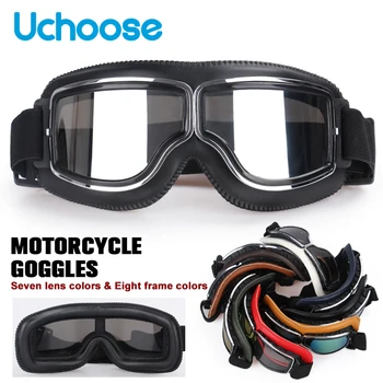Rüzgar geçirmez Motosiklet Kask Gözlük Deri Güvenlik Koruyucu parlama Önleyici Motokros kros Steampunk Gözlük Yakışıklı  10