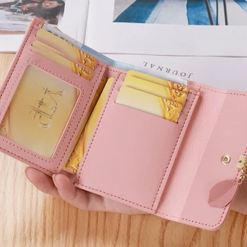 Yeni Kore Basit Yaprak Küçük Cüzdan Değişim Bit Para Klip Değişim Çanta Kısa kadın Cüzdan Katlanır kart tutucu el çantası  5