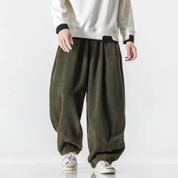 Japon erkek Kadife Harem rahat pantolon Sokak Stili Moda kadın pantolonları Artı Boyutu Gevşek erkek Harajuku Tarzı Sweatpants  10