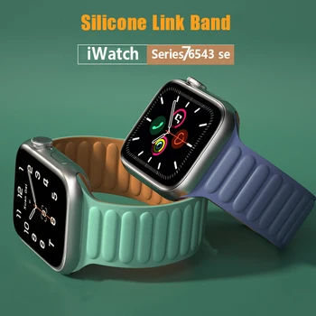 Silikon Bağlantı kayışı apple saat bandı 44mm 40mm 45mm 41mm 38mm 42mm 45 Manyetik Döngü bilezik iWatch Apple watch 5 4 3 se 6 7  10