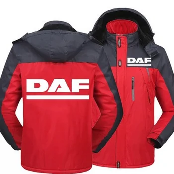 2021 Yeni Kış Erkekler DAF Kamyon Logosu Ceket Kalın Kadife sıcak tutan kaban Erkek Rüzgar Geçirmez Kapşonlu Dış Giyim Rahat Dağcılık Palto  5