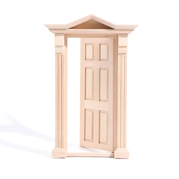 Yeni Varış Pigmentsiz 1: 12 Ölçekli Dollhouse Minyatür ahşap kapı DIY Mobilya Dekor Oyuncak  5