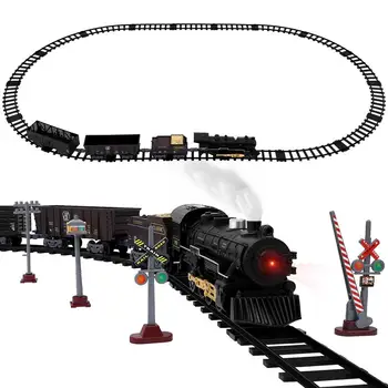 Set Pil Powered Model Tren Oyuncaklar 4 Bölümleri çocuklar Tren Lokomotif Kargo Araçlar ile Buhar Tren Eğitim Oyuncak  5