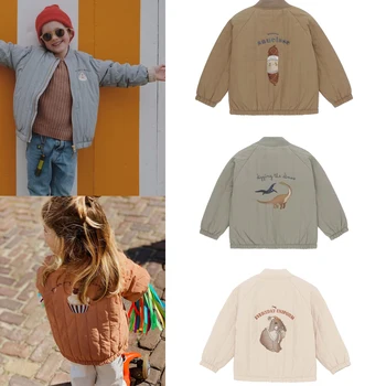KS Marka Çocuk Aşağı Ceket 2022 Yeni Kış Erkek Kız Sevimli Karikatür Baskı Ceket Ceket Bebek Yürümeye Başlayan Pamuk Dış Giyim Tops  5