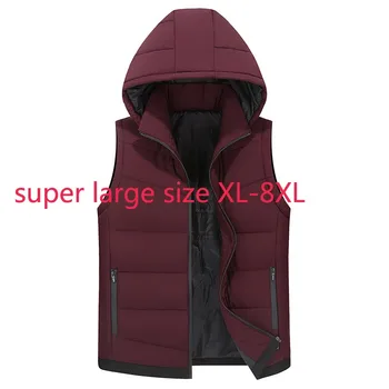 Yeni Varış Moda Süper Büyük Kış Kalın Erkek Moda Rahat Kapşonlu Pamuk Yelek Mandarin Yaka Gevşek Artı Boyutu XL-7XL 8XL  5