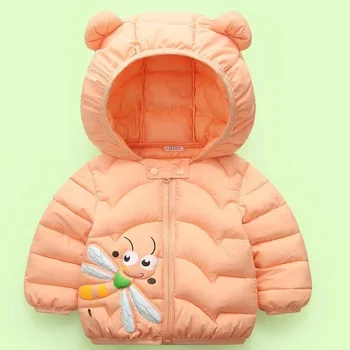 Bebek Karikatür Baskı Aşağı Ceketler Kız Erkek Sonbahar Kış Sıcak Kapşonlu Palto Çocuk Giysileri Bebek İnce Giyim 1-5 yıl  5