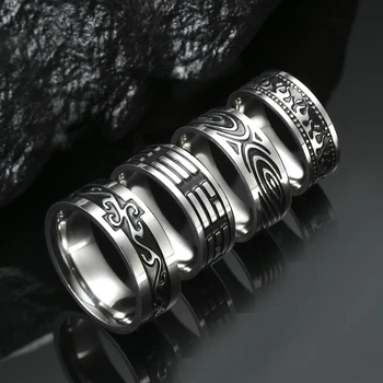 Skyrim Paslanmaz Çelik Yüzük Erkekler Kadınlar için 8MM Geniş Geometrik Rahat Parmak Yüzük 2023 moda takı Düğün Hediyesi sevgilisi için  5