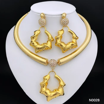Altın Renk moda takı Kolye Küpe setleri Kadınlar İçin Takı topluluk de bijoux de modu  4