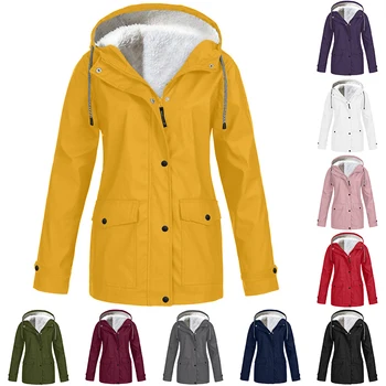 Kadın Ceketler Kış Sonbahar Bayanlar Kapşonlu Açık Yağmurluk Fermuar Rüzgarlık Su Geçirmez Dış Giyim S-5XL Mujer Ceket  5