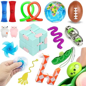 15 Paket Ucuz stres oyuncakları Seti Stres Paketi Hediyeler Doğum Günü Flip Zinciri Pop Tüpler Squishies Stres Topu Sonsuz Küp Bezelye Popper  5