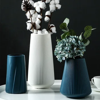 Morandi Plastik Vazo Oturma Odası Dekorasyon Süsler Modern Origami Plastik Vazolar Çiçek Aranjmanları için Ev Dekorasyon  10