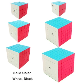 QiYi Kare Sihirli Küp 2x2 3x3 4x4 5x5 6x6 7x7 Katı Beyaz Siyah Etiket Rekabet Hız Küp çocuklar için yap-boz Acemi  2