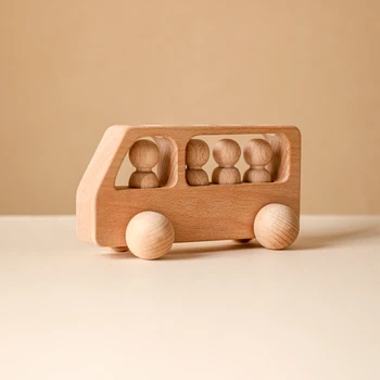 1 Takım Montessori Ahşap Oyuncaklar Çocuklar için Dört Tekerlekli Kayın Ahşap Otobüs Küçük Bebek Diş Çıkarma Blokları Eğitici Oyuncaklar Bebek Doğum Günü Hediyeleri  5