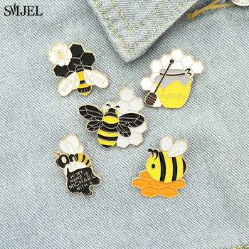 Karikatür Böcek Arı Broş Pins Moda Petek Hayvan Emaye Pin Giysi Çantası Yaka Rozeti Kız Doğum Günü Takı Aksesuarları  4