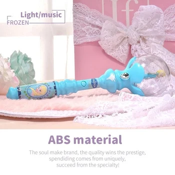 Disney kız Dondurulmuş Elsa Anna Prenses Renkli Müzik Projeksiyon Parlayan Sihirli Değnek Oyuncaklar Çocuklar İçin Kız doğum günü hediyesi  5