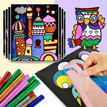 9 Adet Yaratıcı Karikatür Sihirli Transfer Boyama Çocuklar El Sanatları Sanat Ve El Sanatları Oyuncaklar Çocuklar İçin Eğitim Öğrenme Çizim Oyuncaklar  2