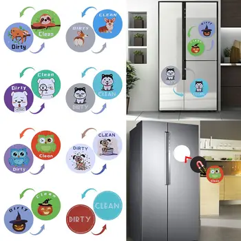 Komik çift taraflı köpek ev ve yaşam buzdolabı mıknatısları ev dekor bulaşık makinesi manyetik etiket temiz kirli işareti  10