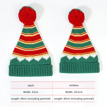 Yeni Noel Ebeveyn-Çocuk Şapka Kadın Kızlar Yama Renk Büyük Peluş Topu Rahat Parti Kış Tatil Hediye  5