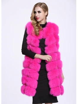 ZADORIN 90 cm Lüks Kadın Faux Kürk Ceketler Kolsuz Ince Uzun Faux Kürk Yelek Jile Kürklü Sıcak kışlık palto Kadınlar  10