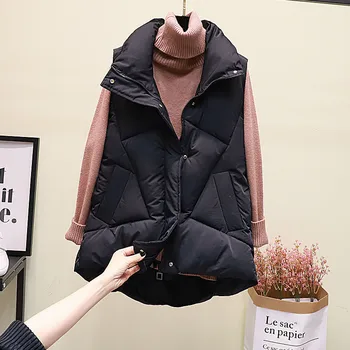 Aşağı Pamuk Yelek Ceket Kadınlar için Sonbahar Kış Yeni Kore Rahat Kısa Vahşi Kalın Kolsuz Yelek Ceket Yelek Dış Giyim  10