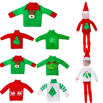 Sonbahar Kış Moda Kazak Beyaz Kırmızı Yeşil Noel Tarzı Giysiler Uyar 11.5 İnç Noel Bebek Çocuk Oyuncak (Bebek) Ücretsiz Kargo  4