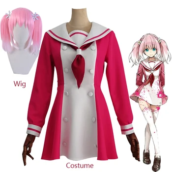 Anime Munou Na Nana Hiiragi Nana Cosplay Kostüm Kadın Elbise okul üniforması Degrade Pembe Peruk Kız Karnaval Cadılar Bayramı Kostümleri  10