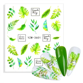 2022 YENİ Su Tırnak Sticker Çiçek Yaprak Ağacı Yeşil Basit Şey Stilleri Kaymak DIY Manikür Tırnak Sanat Filigran Dövme Çıkartması  10