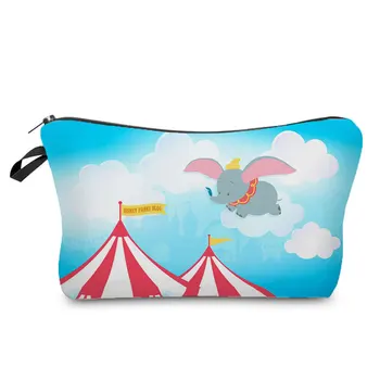 Disney Dumbo Baskılı Kozmetik Çantaları Mavi Yüksek Kaliteli Kadın Makyaj Çantası Sevimli Karikatür Bulutlar Fil saklama çantası Özel Desen  5