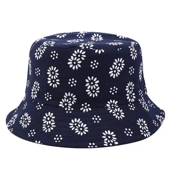 Pamuk Çiçek Baskı Kova Şapka Balıkçı Şapka Açık Seyahat Şapka güneşlikli kep Şapka Erkekler ve Kadınlar için 367  4