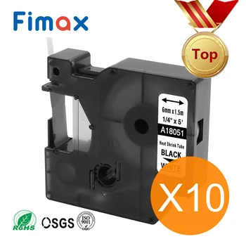 Fimax 10 PK Dymo için uyumlu 9mm endüstriyel ısı borusu Shrink 18051 18052 18053 18054 18055 18056 DYMO Gergedan etiketleme makinesi  10