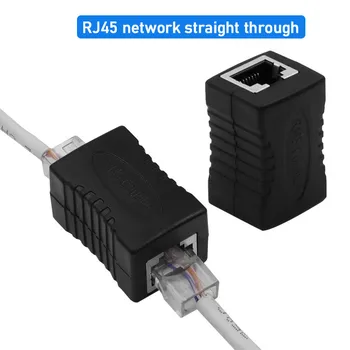 1 ila 1 RJ45 Ağ Çift Geçişli Mini Siyah ağ bağlantısı Taşınabilir Dişi Ethernet LAN Bağlantısı Adaptörü Genişletici  10