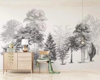 Özel 3D HD Duvar Kağıdı Kişiselleştirilmiş Siyah ve beyaz ağaç Duvar Kağıdı Oturma Odası Yatak Odası TV Duvar Tasarımı 3d Duvar Kağıdı обои  10