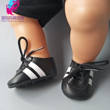Mini Spor Bebek Ayakkabıları 18 inç bebek için de uygun yeni doğan Bebek Bebek için siyah futbol ayakkabısı bebek bebek için  3