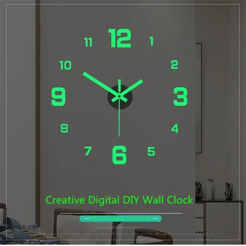 Basit aydınlık Dilsiz saat DIY Stereo Dijital duvar saati oturma odası Yatak odası Dijital duvar Sticker saat Avrupa Tarzı  10