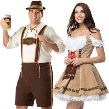 Erkek Kadın Oktoberfest Kostüm Geleneksel Çift Alman Bavyera Bira Kıyafet Cosplay Cadılar Bayramı Karnaval Festivali parti giysileri  0