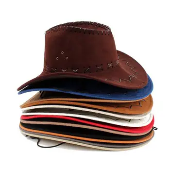 1 Adet Moda güneş şapkası Suni Deri kovboy şapkası Erkekler ve Kadınlar Seyahat Kapaklar Moda Batı Şapka Chapéu Kovboy  5
