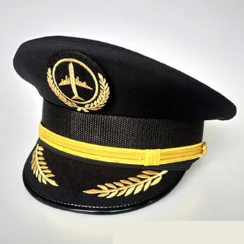 Unisex Uçuş Havayolu Kaptan Üniforma Saçak Pilot Şapka Sivil Havacılık Kap Aviator Güvenlik Personeli Profesyonel Cosplay  5