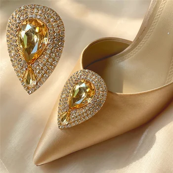 2 Adet Ayrılabilir ayakkabı tokaları Su Damlası Şekli Ayakkabı Süsleme Taklidi Metal ayakkabı tokası Bayanlar Düğün Parti için  10