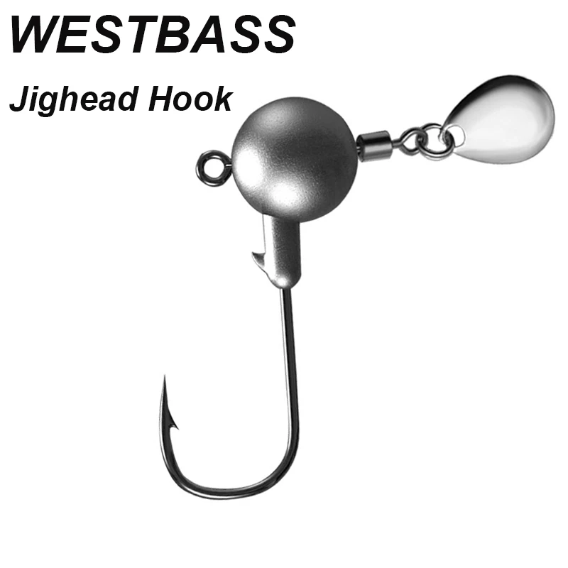 WESTBASS 5PCS Jighead Payet Dikenli Balıkçılık İle Kaşığı Jigging Kanca Pesca Kanca Spinner 2g-4g Yüksek Karbon Çelik Fishhooks Kanca 
