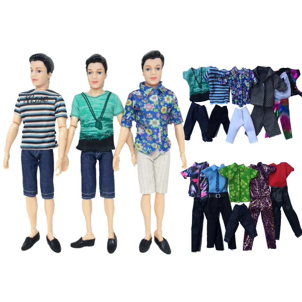 5 Takım Moda gündelik giyim Bebek Oyuncak Giysileri Ceket Pantolon Kıyafet Aksesuarları Erkek Çocuk Ken Barbie Bebekler Çocuklar Doğum Günü Çocuklar Hediye