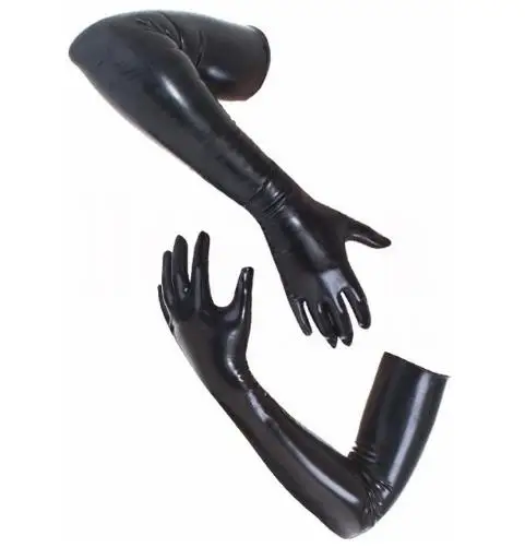 Lateks Eldiven Erkekler İçin Uzun Lastik Eldiven Düz Renk Artı Boyutu XS-XXL Eldiven Sadece Siyah