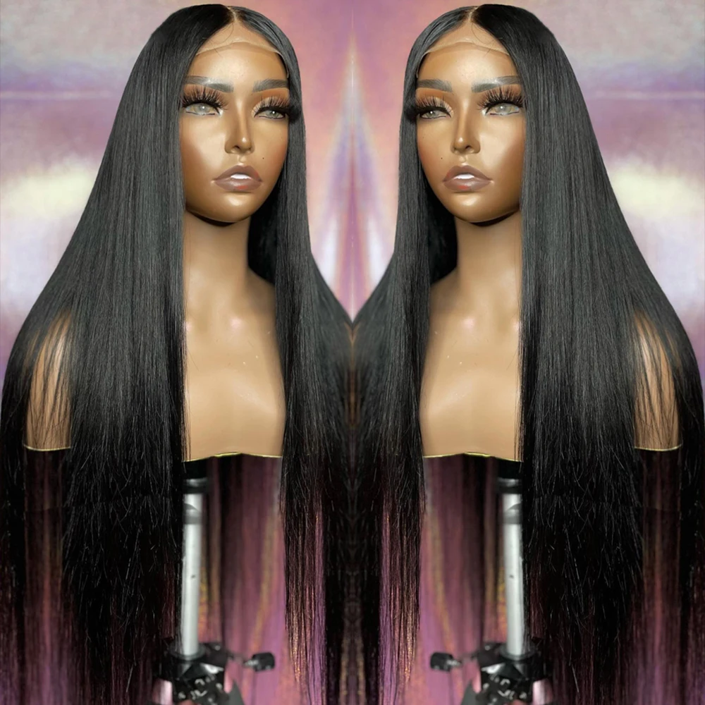 28 30 İnç Brezilyalı Düz Tam Dantel ön peruk İnsan Saçı 360 HD Dantel Ön Peruk Siyah Kadınlar İçin