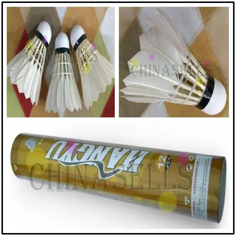 12 adet dayanıklı Hakiki HANGYU 777 badminton raketle ördek tüyü Aşağı badminton topu raketle airshuttle
